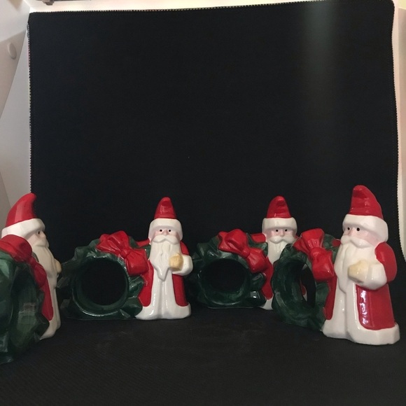 Yule Tide set of 4 Vintage Santa Napkin Holder rings - Picture 6 of 12
